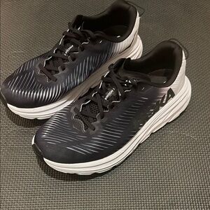 Hoka Black and White Athletic Shoes